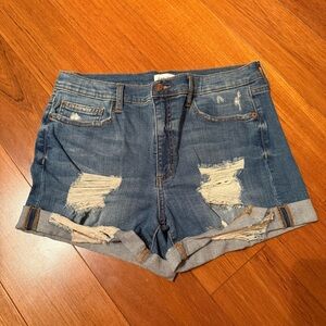 Sneak Peek Classic Blue Ripped Jean Shorts